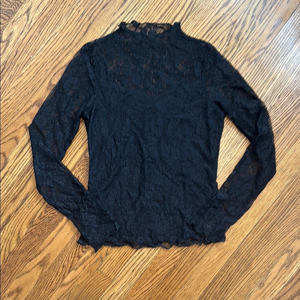 Kaileigh Black Ribbed Mandarin Collar Blouse